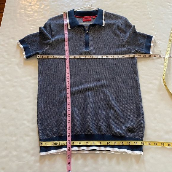 Hugo Boss Sweater Polo Mens Size Medium Navy Blue Short Sleeve Pullover - Picture 8 of 8